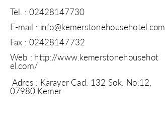 Stone House Kemer iletiim bilgileri